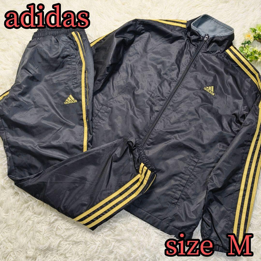 【✨adidas✨M】ジャージ 上下 セットアップ 刺繍ロゴ 金 ゴールド
