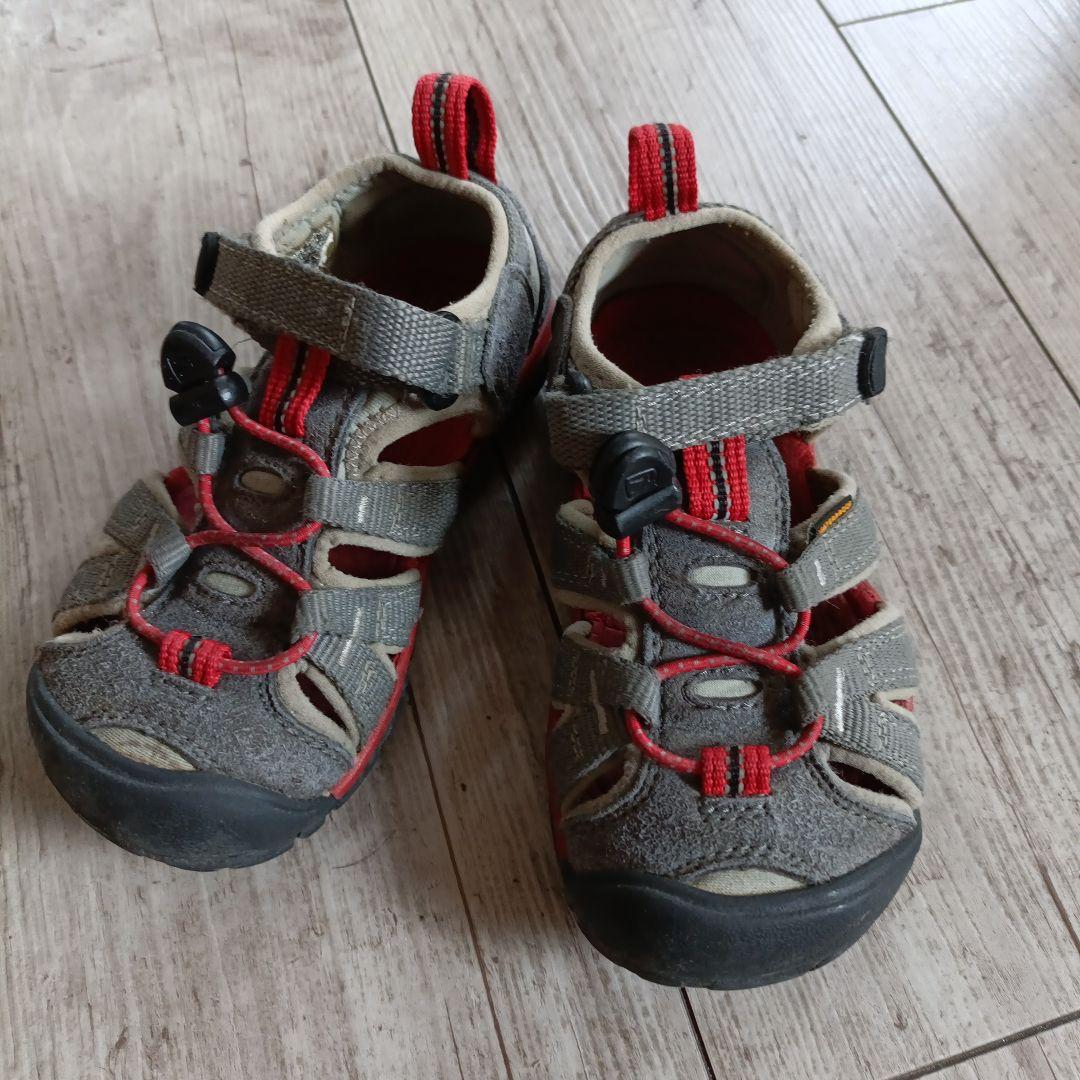 KEEN Waterproof キッズサンダル グレー/レッド 17センチ