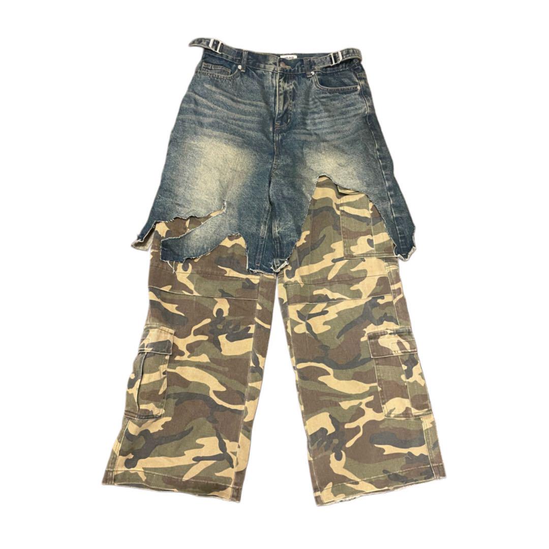 パンツ Mijco camo baggy pants gimmick denim