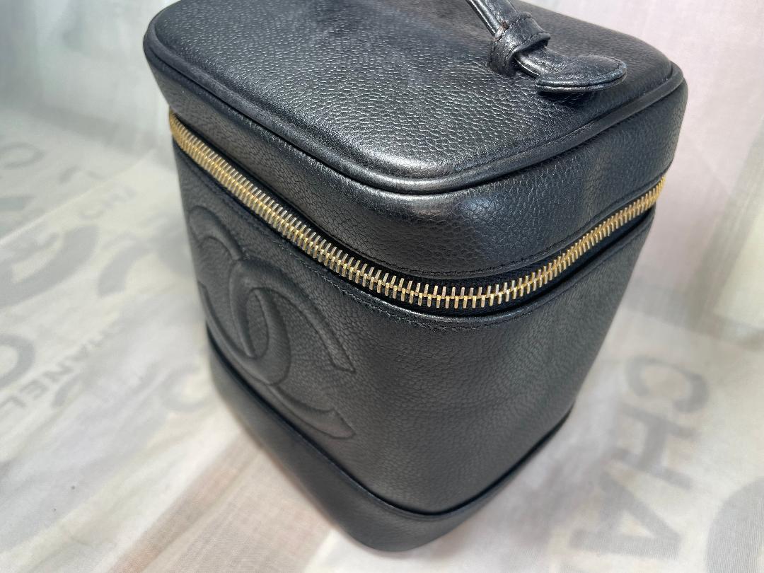 CHANEL バニティ キャビア スキン バッグ ブラック メイクポーチ