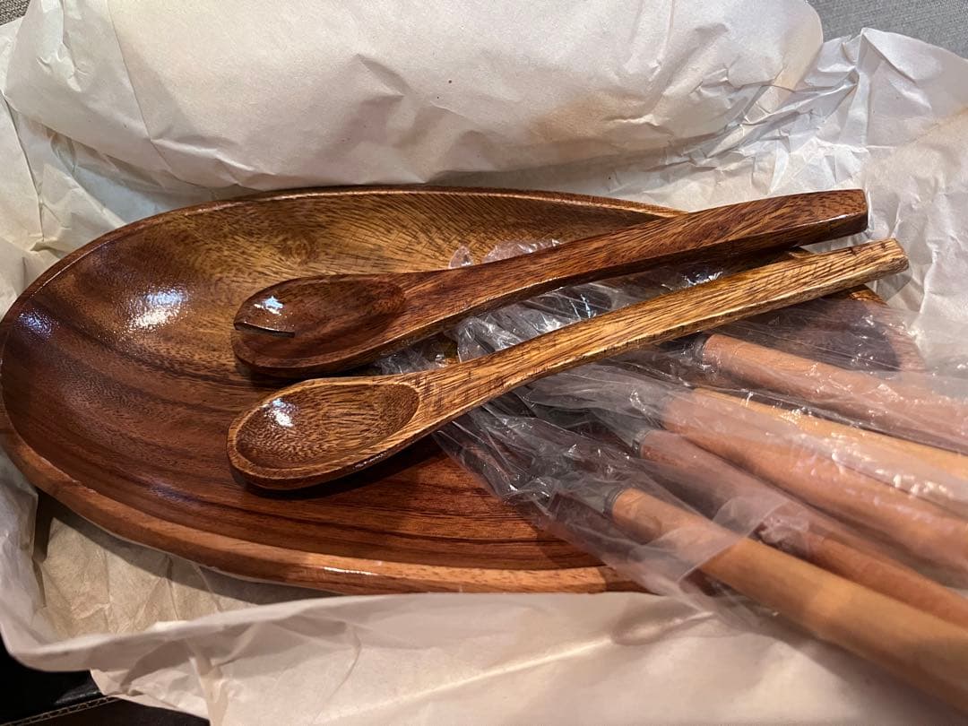 新品　亀甲サラダセット　サラダボウル　木製　キャンプ　亀甲サラダ