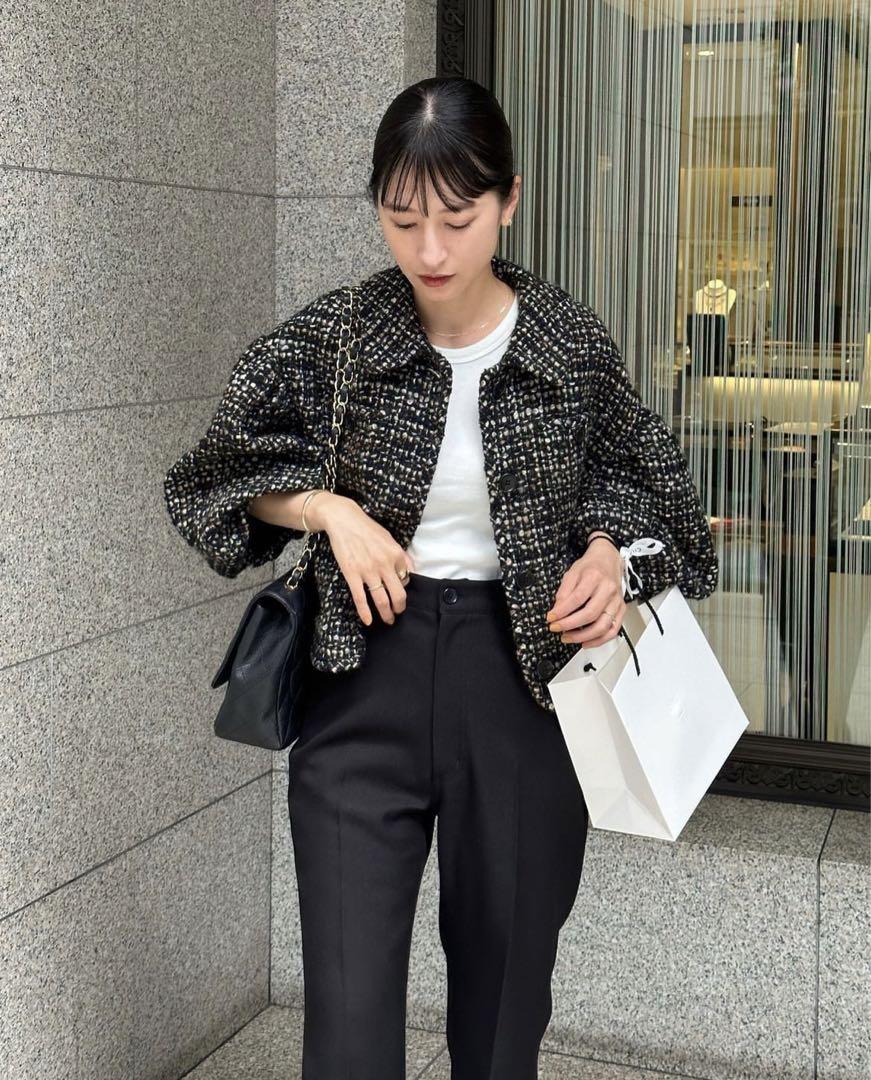 MIX TWEED PUFF SLEEVE JACKET | CLANE