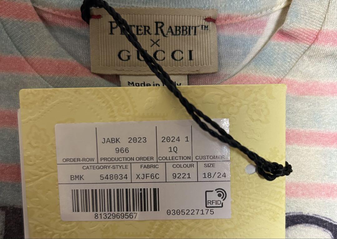 新品 GUCCI ピーターラビット コラボ コットンTシャツ ベビー 18