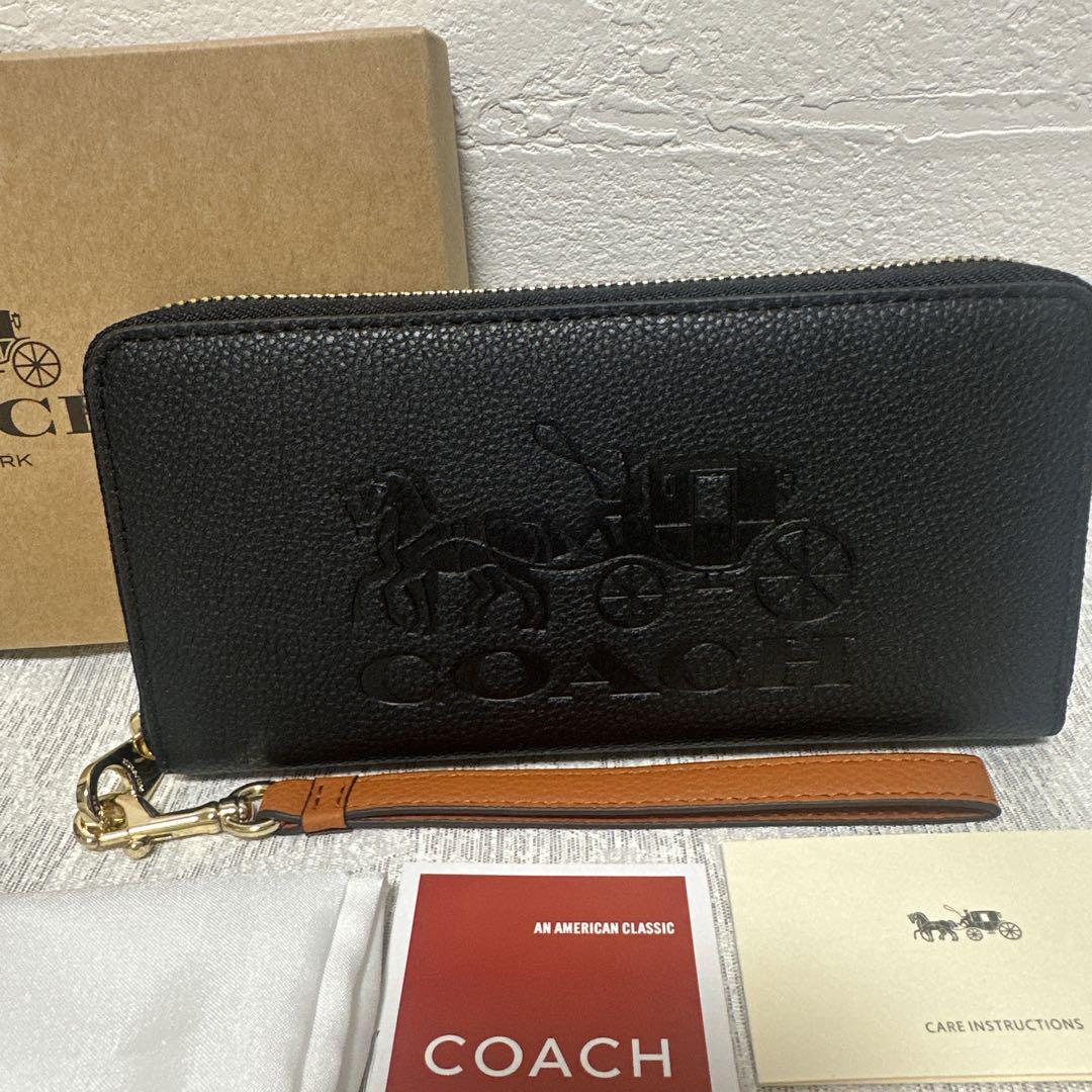 ダッフィーフレンズコーチ 長財布　馬車柄ブラック　希少品　ストラップ付き