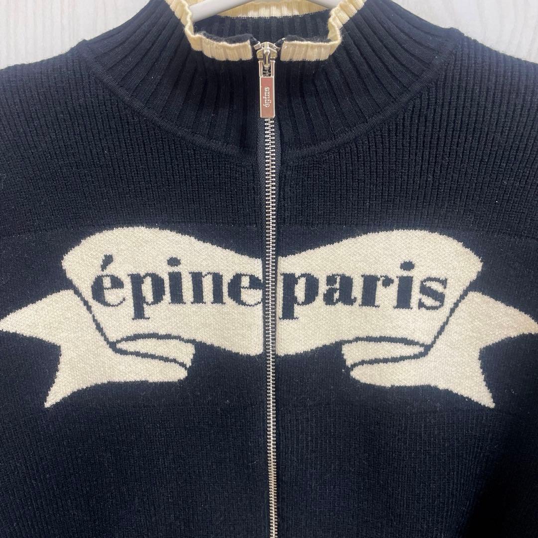 epine ニット ジップアップ BLACK