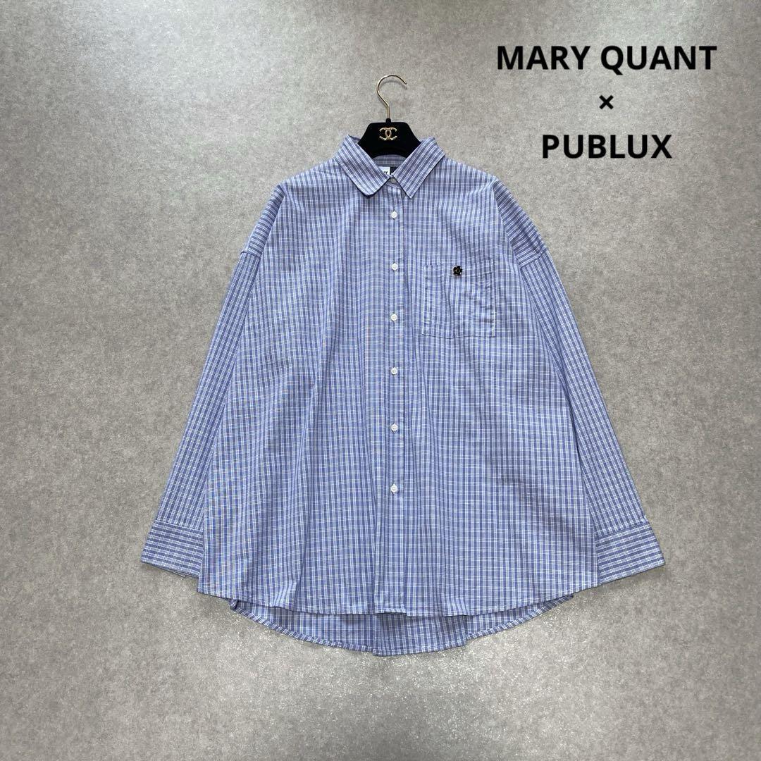 MARY QUANT × PUBLUX♡ロゴ刺繍ビッグシャツ ブルー F