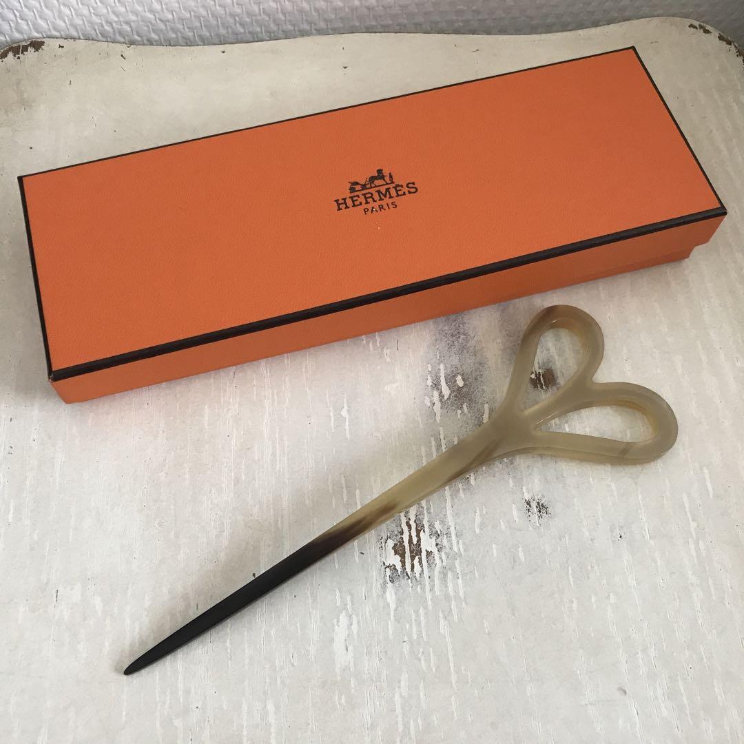 HERMES エルメス バッファローホーン かんざし 簪 Hロゴ HERMES エルメス かんざし 髪飾り 簪 Hロゴ グレー バッファロー