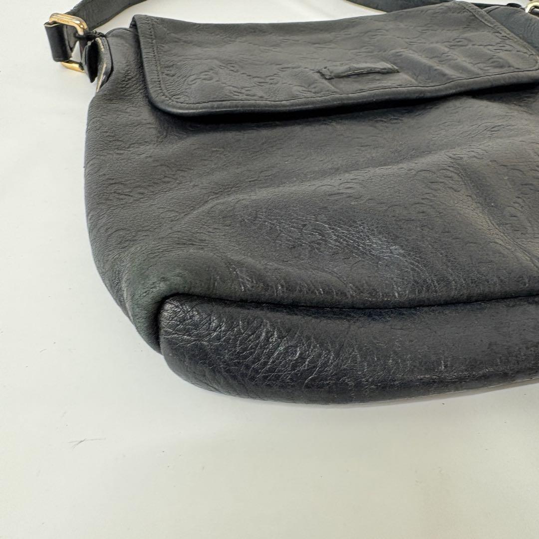 GUCCI グッチ シマ ショルダーバッグ レザー ブラック