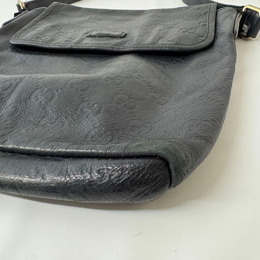 GUCCI グッチ シマ ショルダーバッグ レザー ブラック