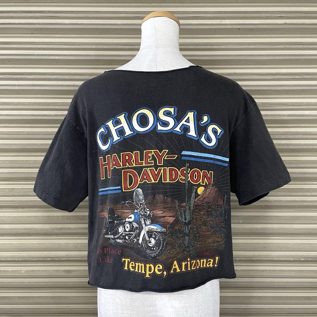 一点物 90s ハーレーダビットソン カットオフTシャツ 両面プリント US古着