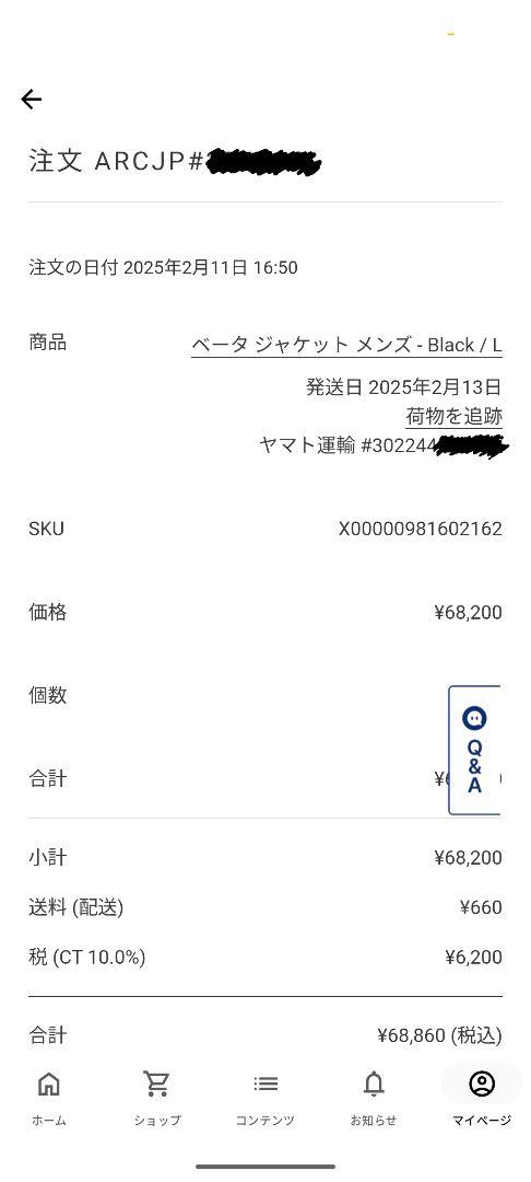 ジャケット・アウター ARC'TERYX beta jacket 25ss