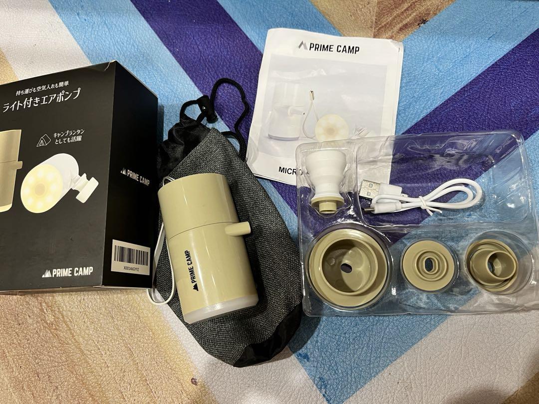 充電式電動エアポンプ ライト付きprime camp パーツ欠け 美品