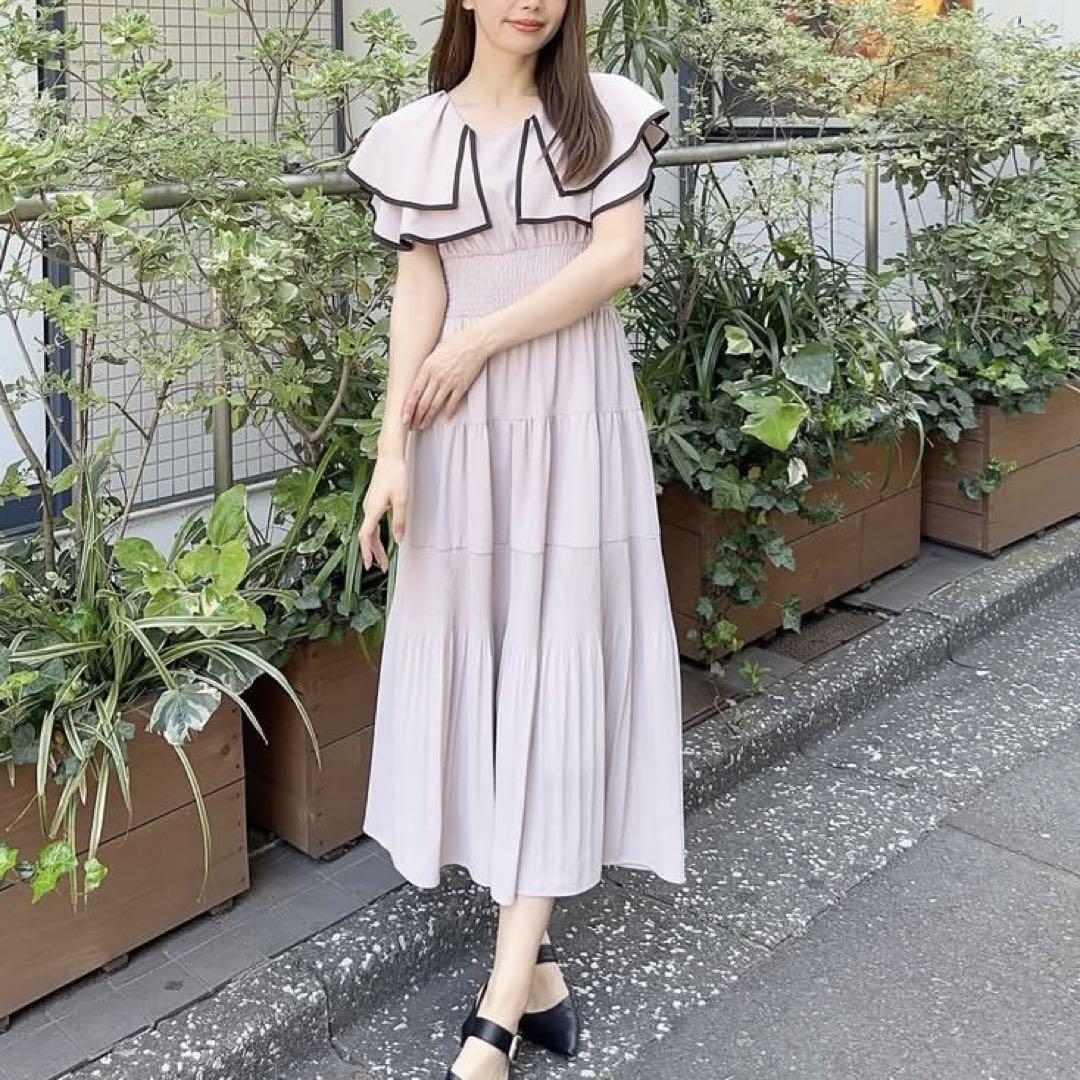 AnMILLE アンミール パネル襟ティアードOP