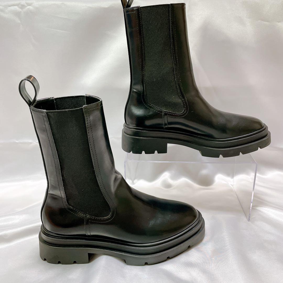 ✨極美品✨ZARA サイドゴアブーツ レザー 【23cm】トラック