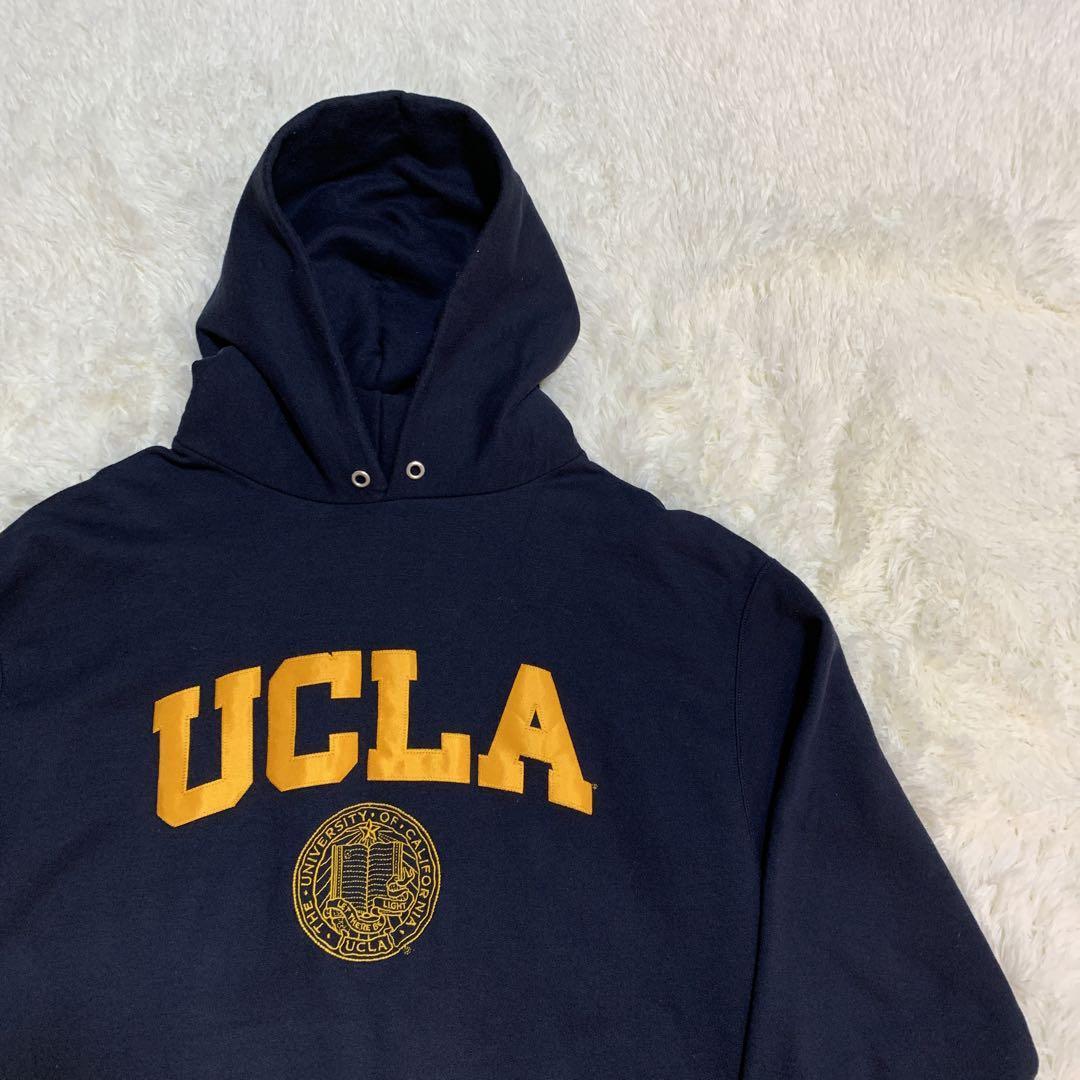 ☆チャンピオンUCLAパーカーネイビーカレッジロゴ濃紺色ゆるダボ
