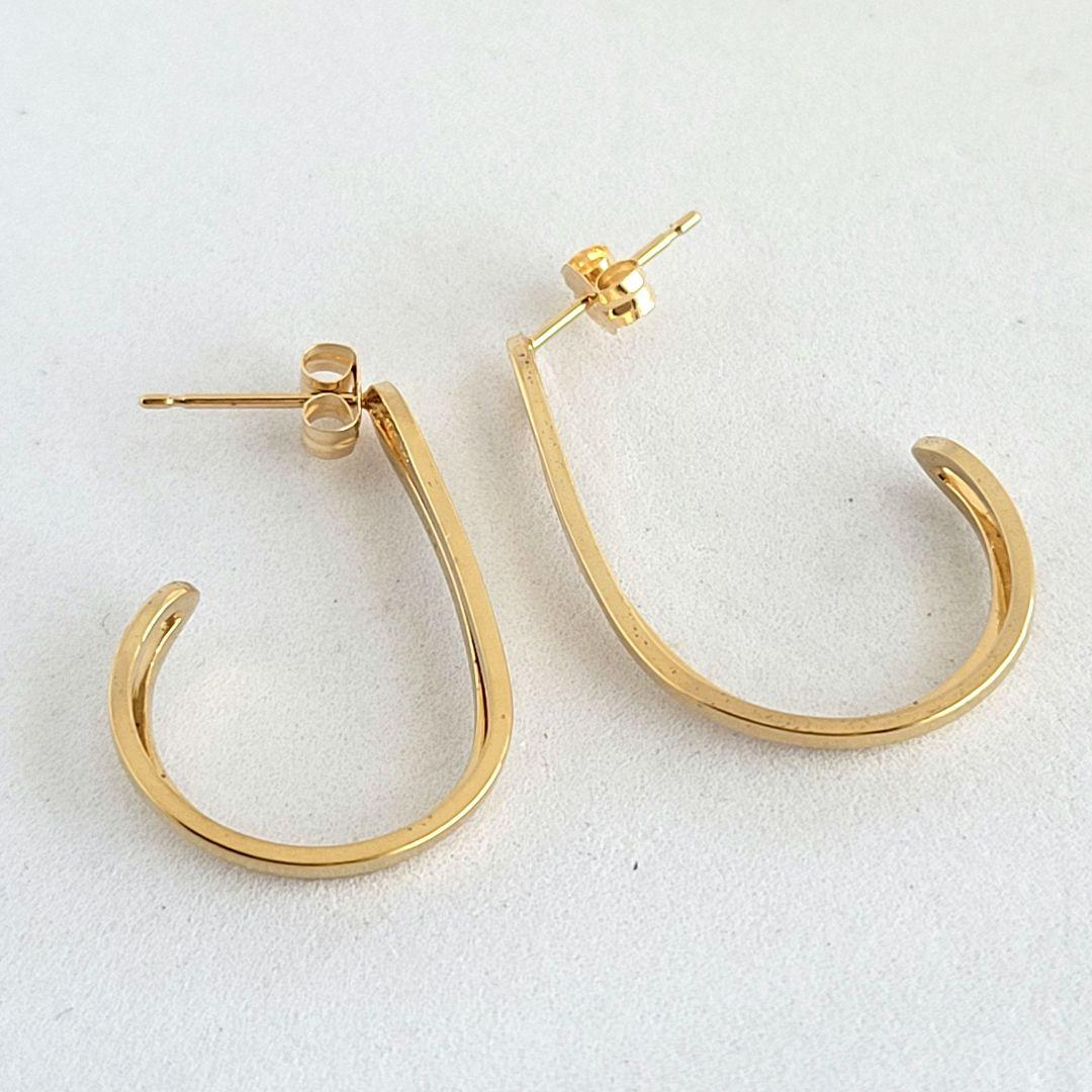 極美品✨️ ete ダブルライン フープ ピアス シルバー k18 ゴールド