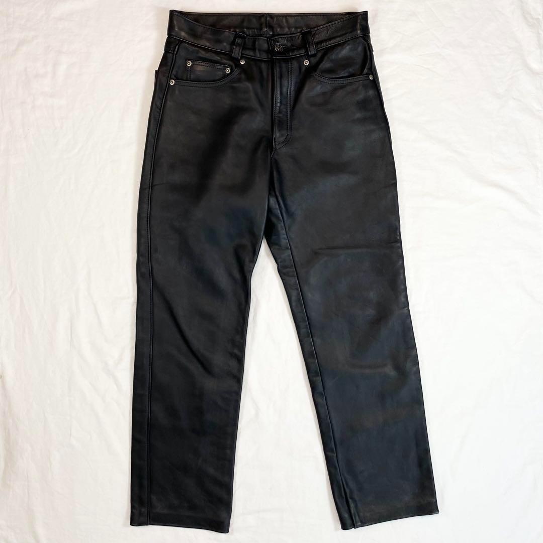 美品✨ Schott ショット USA製 カウレザー レザーパンツ W32 黒