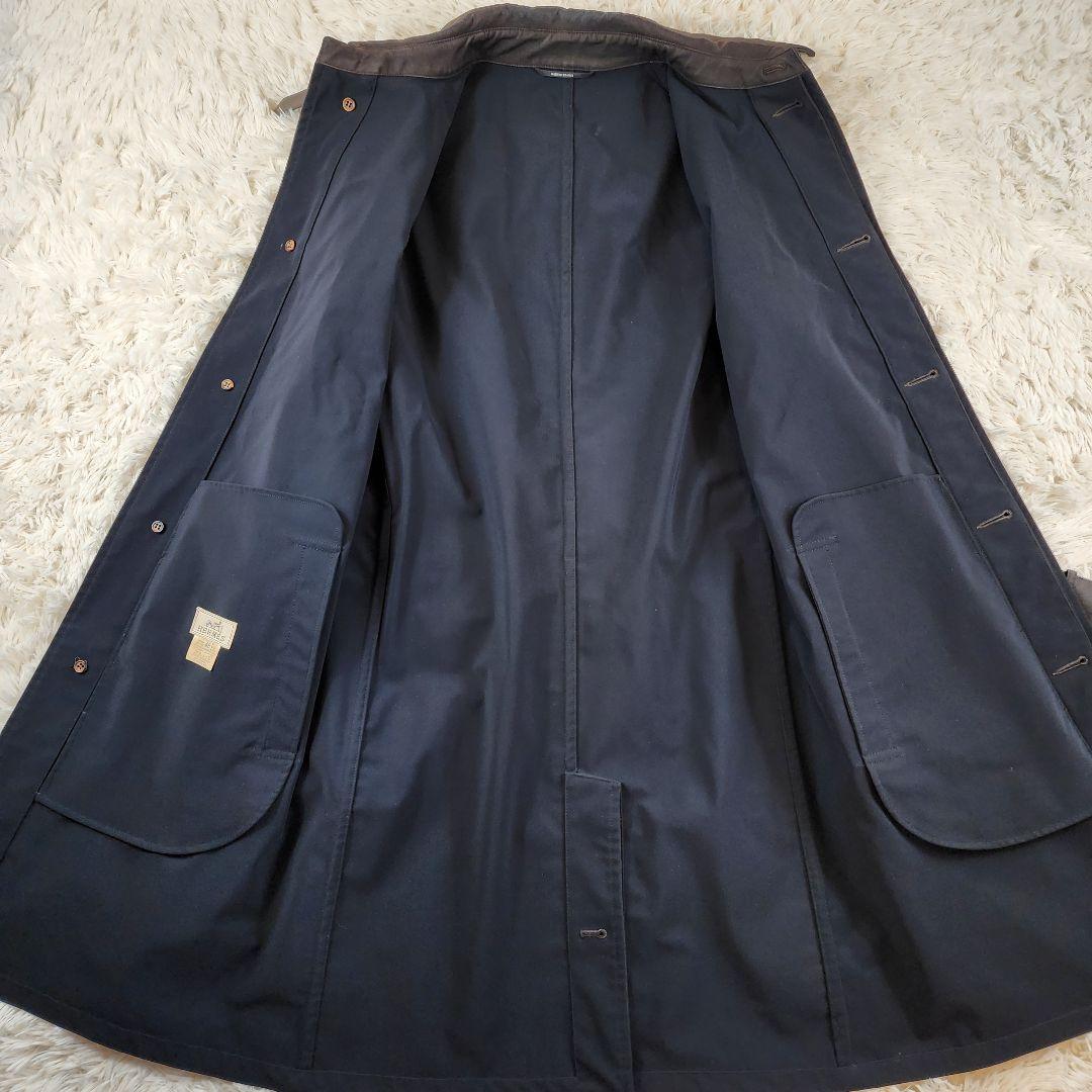 【 大きいサイズ 】 エルメス　トレンチコート　レザーベルト　本革　ブラック