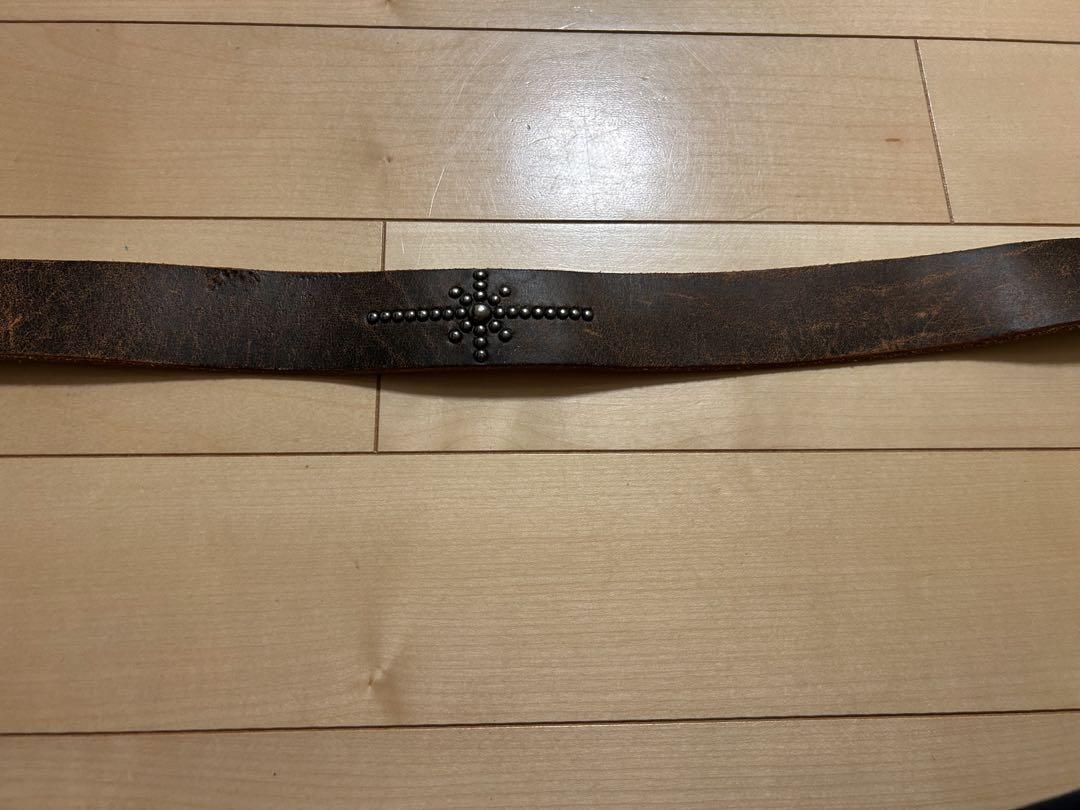 wjk レザー スタッズ付きベルト メタルバックル