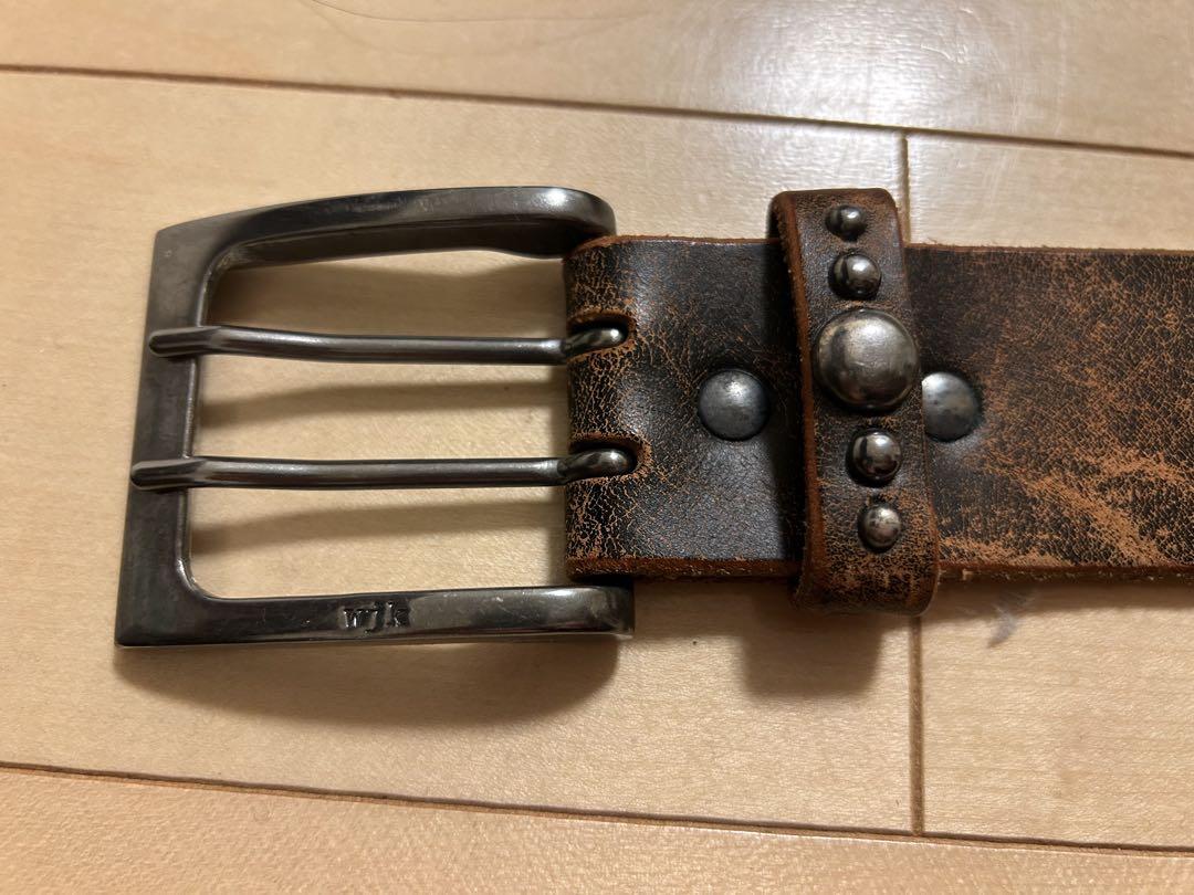 wjk レザー スタッズ付きベルト メタルバックル