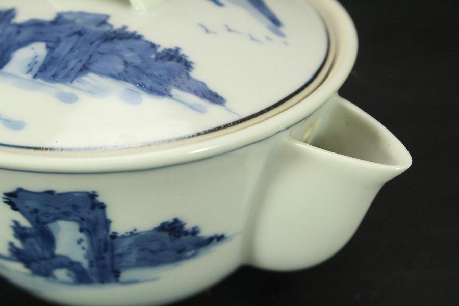 茶道具 御室窯 平安 紫光作 茶器揃 煎茶碗 湯冷 急須 染付共箱(メ1283)
