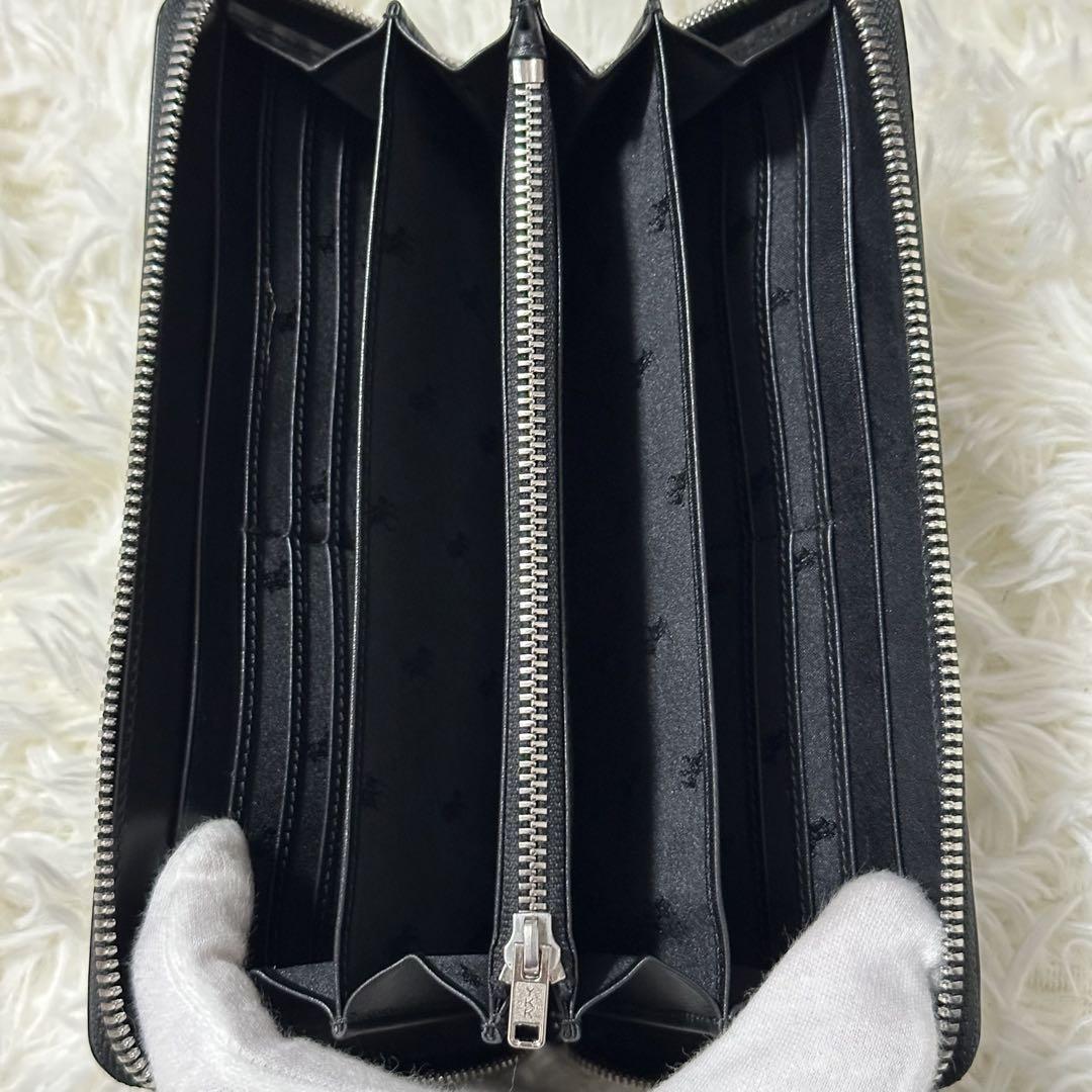 ✨️美品✨️ ポロラルフローレン ラウンドジップ 長財布 型押し レザー 黒