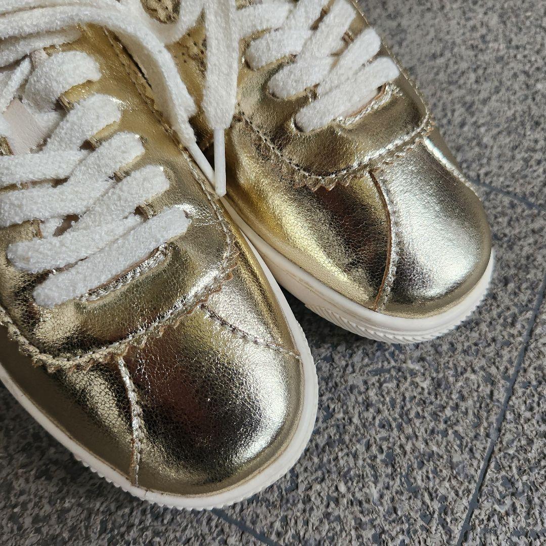 新品☆ZARA ザラ メッシュスニーカー Gold 靴