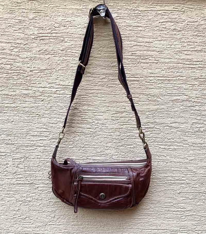 新品未使用 三日月 ショルダーバッグ ブラウン ホースレザー 馬革 ボディバッグ