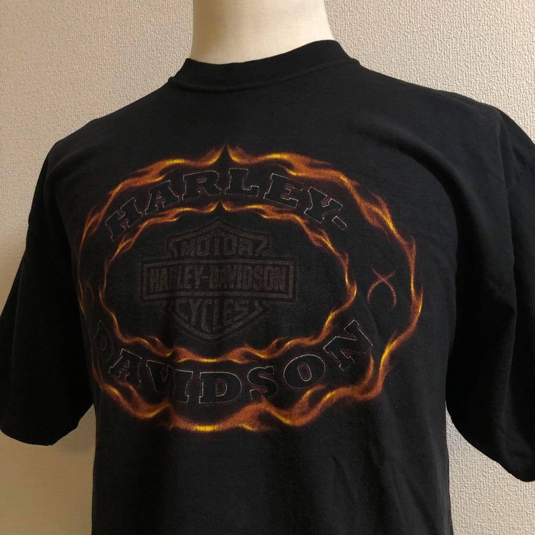 ハーレーダヴィッドソン◆USA製 両面 Tシャツ TEE◆ブラック XLサイズ