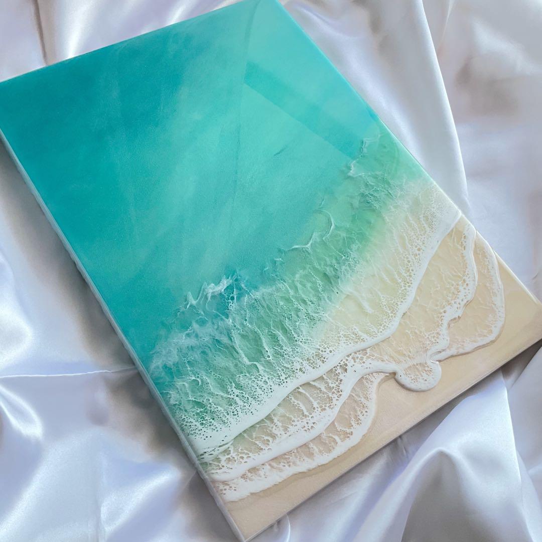 海のアートパネル　レジンアート　オーシャンレジンアート　石垣島の海 A3