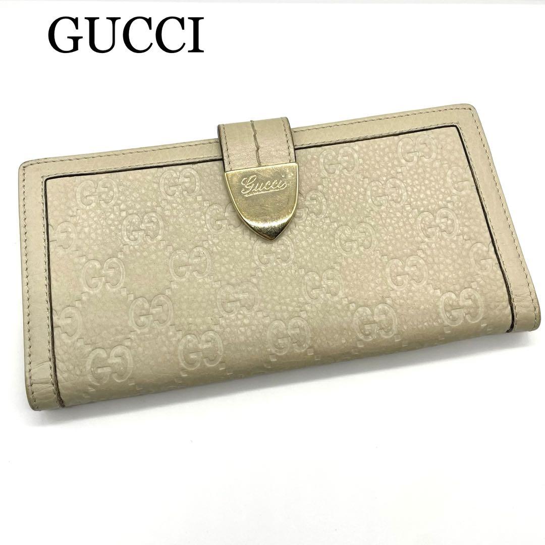 【予約受付中】 長財布 レザー グッチ GUCCI シマ ゴールドプレート 型押し 小物