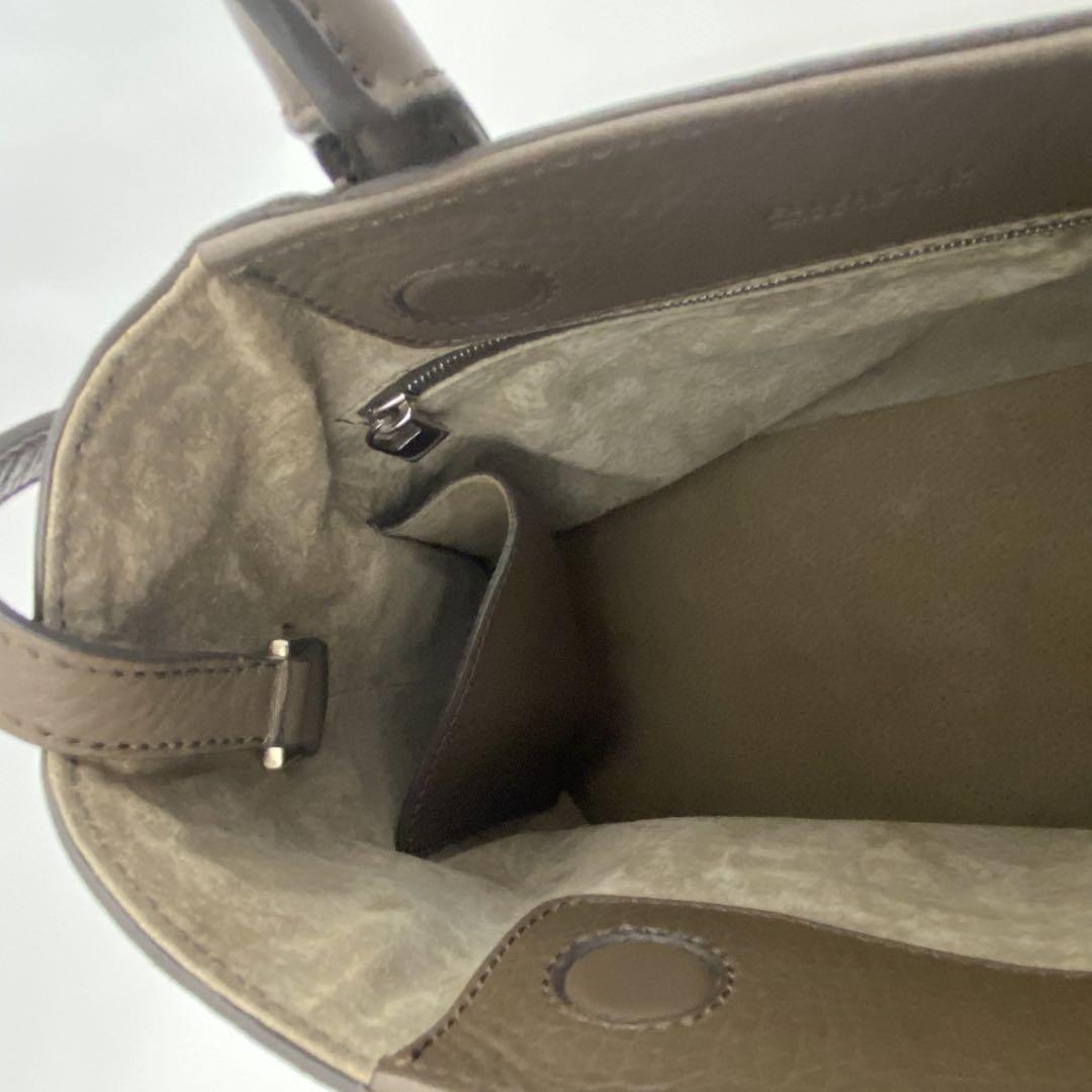 ヒロフ トートバッグ ショルダー 2way Hロゴ 型押し シボ革 ブラウン ヒロフ トートバッグ ショルダー 2way Hロゴ 型押し シボ革 ブラウン