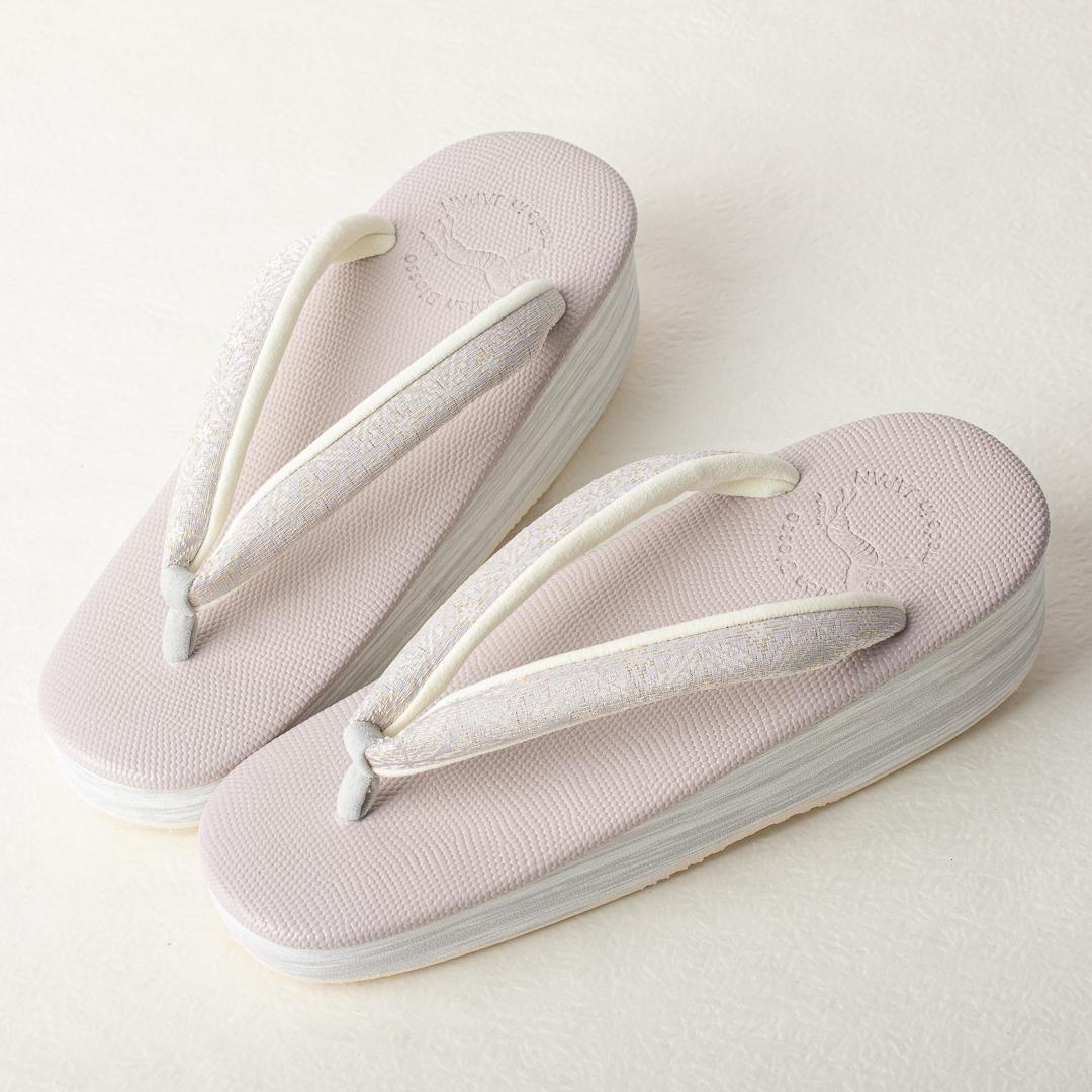 ≪菱屋カレンブロッソ×西陣御召し鼻緒≫ カフェ草履 L寸ギアナ no.3256