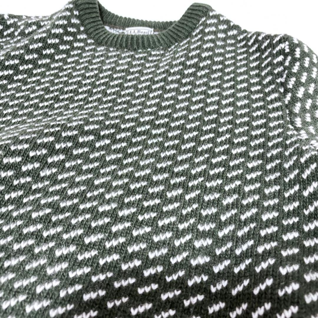 希少 エルエルビーン バーズアイ ニット セーター グリーン カーキ L 希少 エルエルビーン バーズアイ ニット セーター グリーン カーキ L
