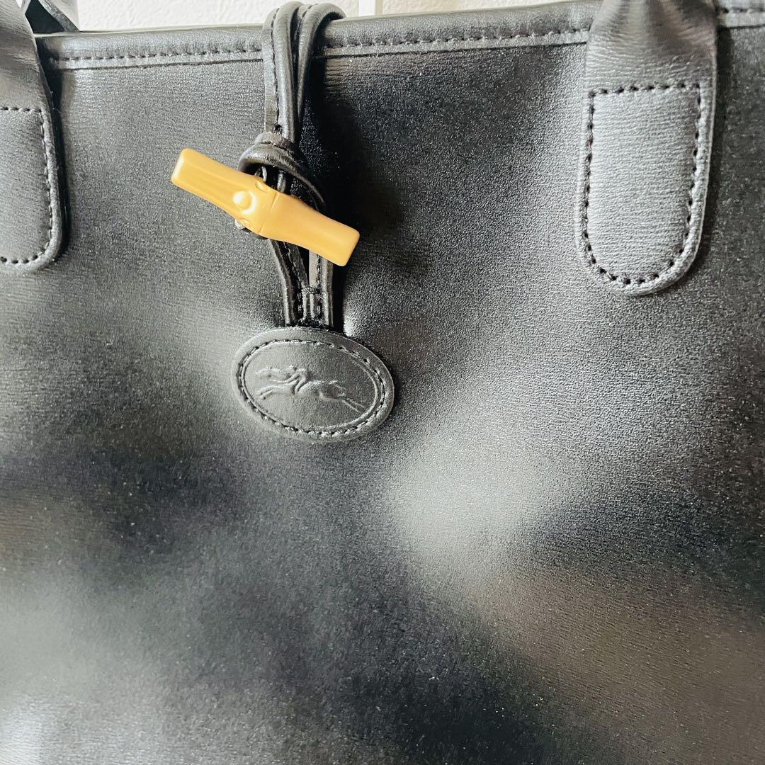 LONGCHAMP ロンシャン トートバッグ ロゾ レザー ブラック　保存袋付
