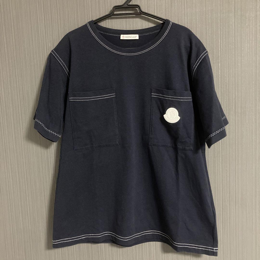 MONCLER ネイビー Tシャツ 2ポケット - メルカリ