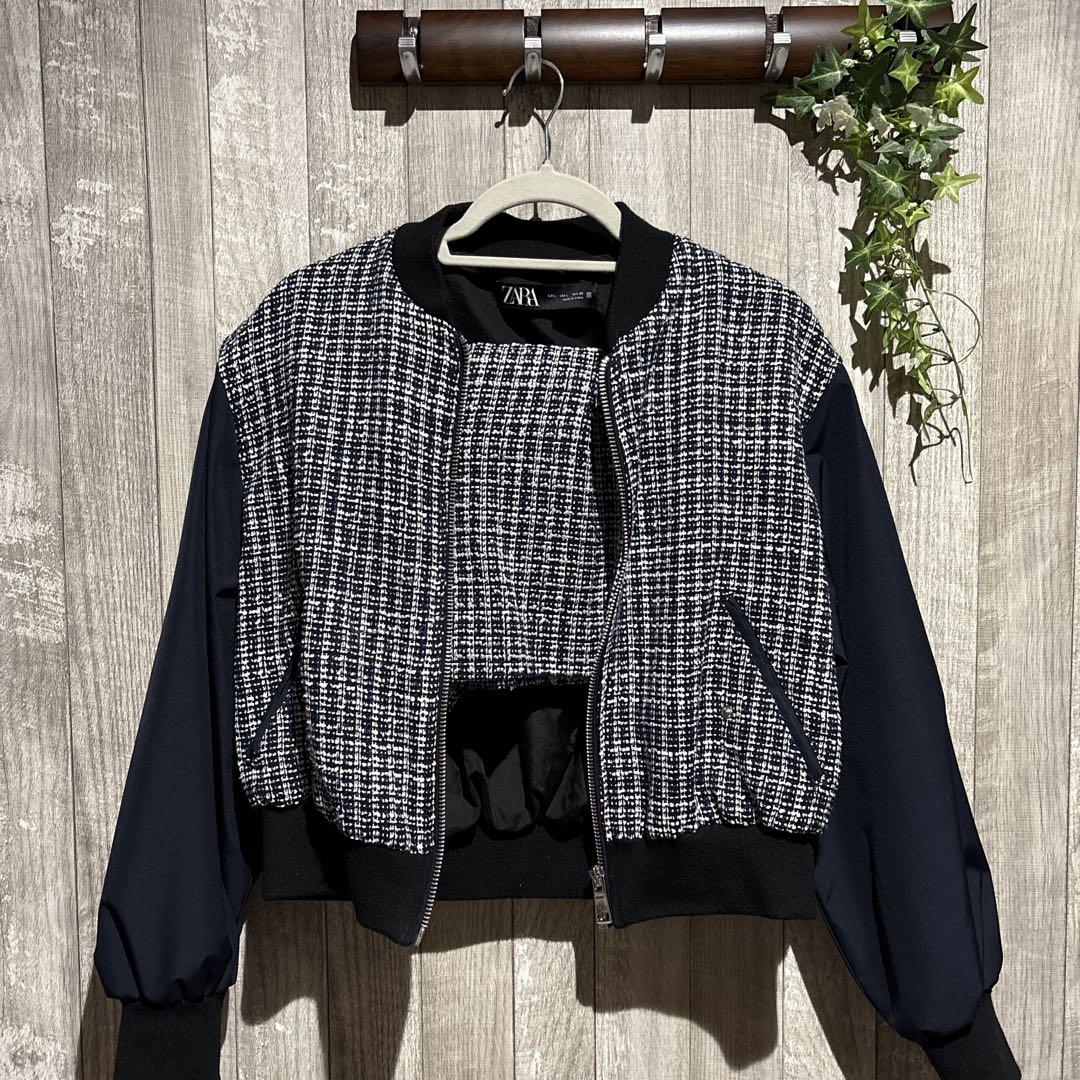 ZARA ツイード風ボンバージャケット セットアップ