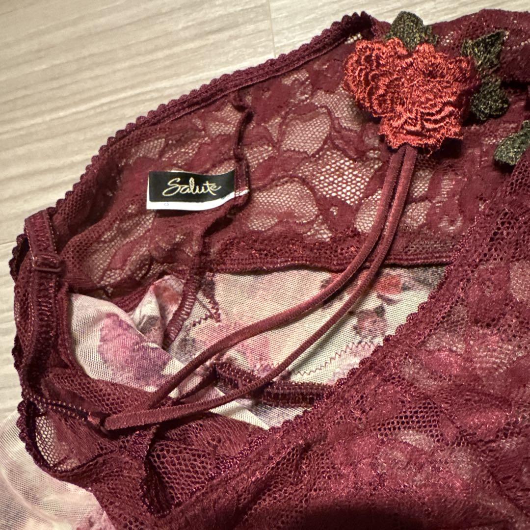ワコール サルート 薔薇プリント柄スリップ Mサイズ 下着