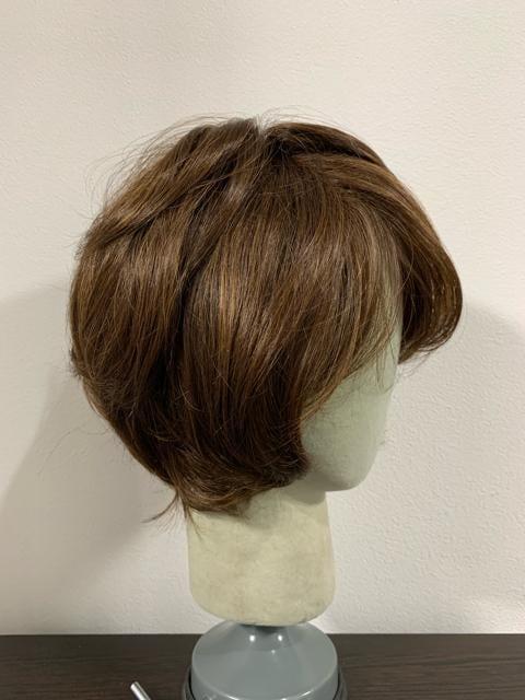 新品☆人毛30％フルウィッグ♪カーリーショート♪ブラウンおしゃれ☆b161