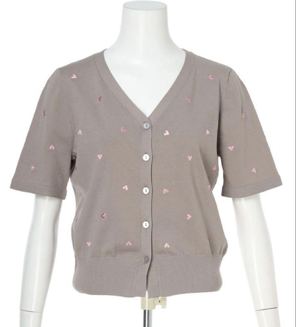 Mystrada マイストラーダ　半袖ハート刺繍カーデ カーディガン