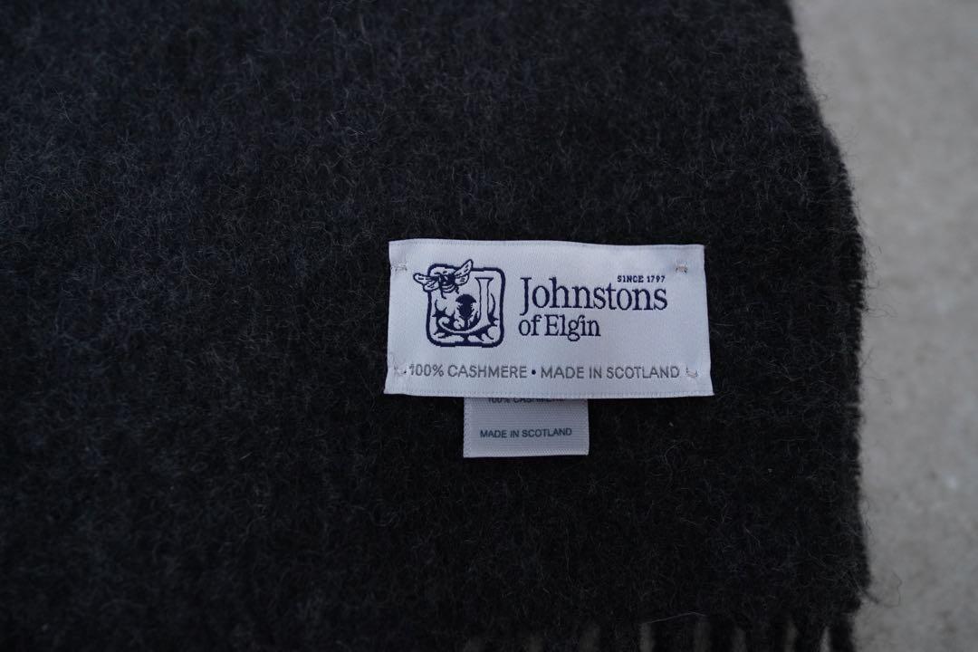 美品 johnstonsジョンストンズ カシミアマフラー ダークグレー