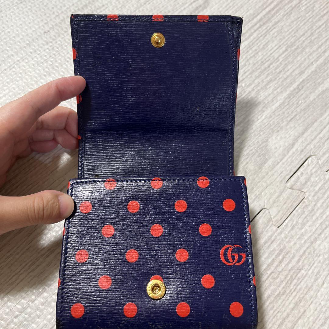 美品 GUCCI グッチ ポルカドット 財布 ホースビット 折り財布