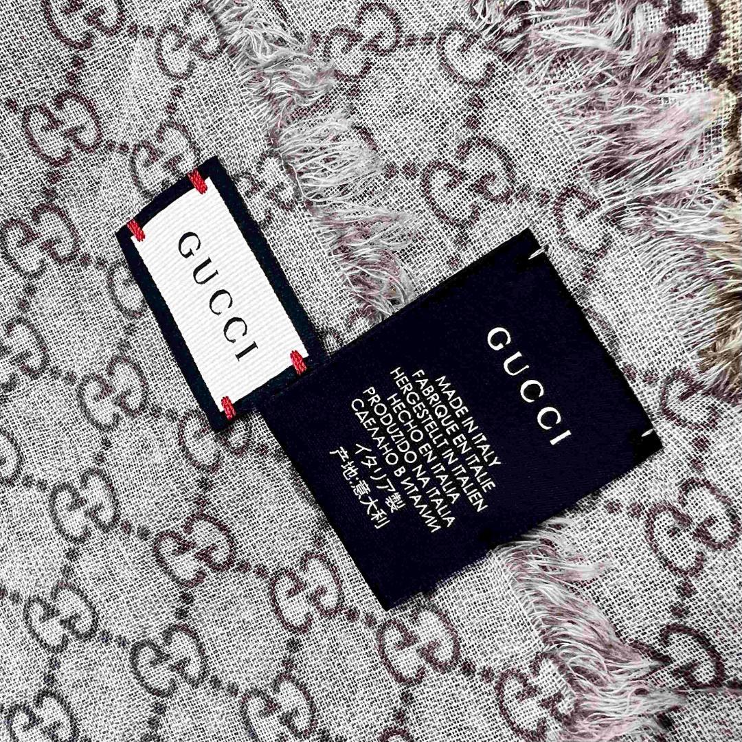 GUCCI グッチ GG柄 ウール ロゴプリント大判ストール 574993 美品