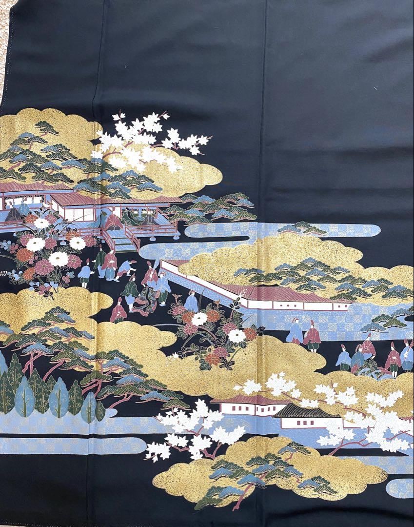大人可愛いセレブ着物スカートフリーサイズ黒留袖着物リメイクロングスカート2555