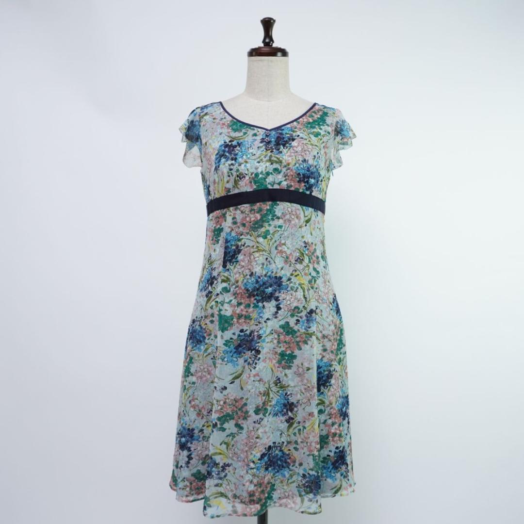 美品 TOCCA 花柄シアーワンピース 総柄 マルチカラー サイズ0