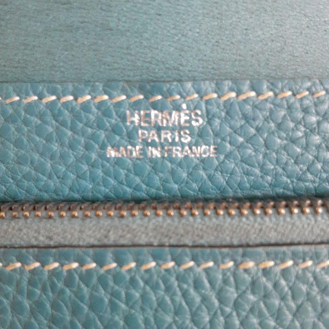 HERMES 美品 ドゴン コンパクト ブルージーン コンパクト財布 □I刻印