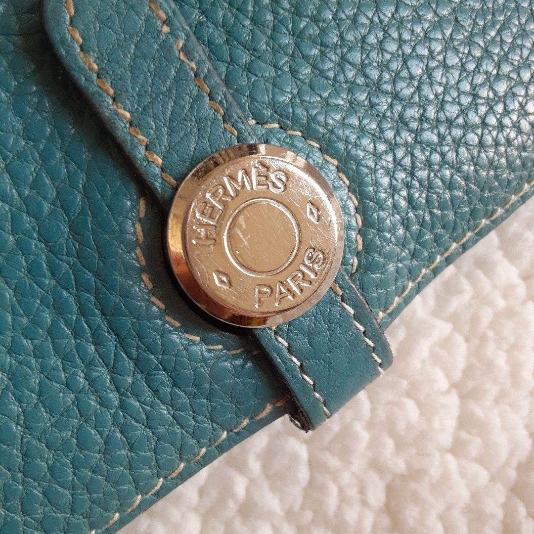 HERMES 美品 ドゴン コンパクト ブルージーン コンパクト財布 □I刻印