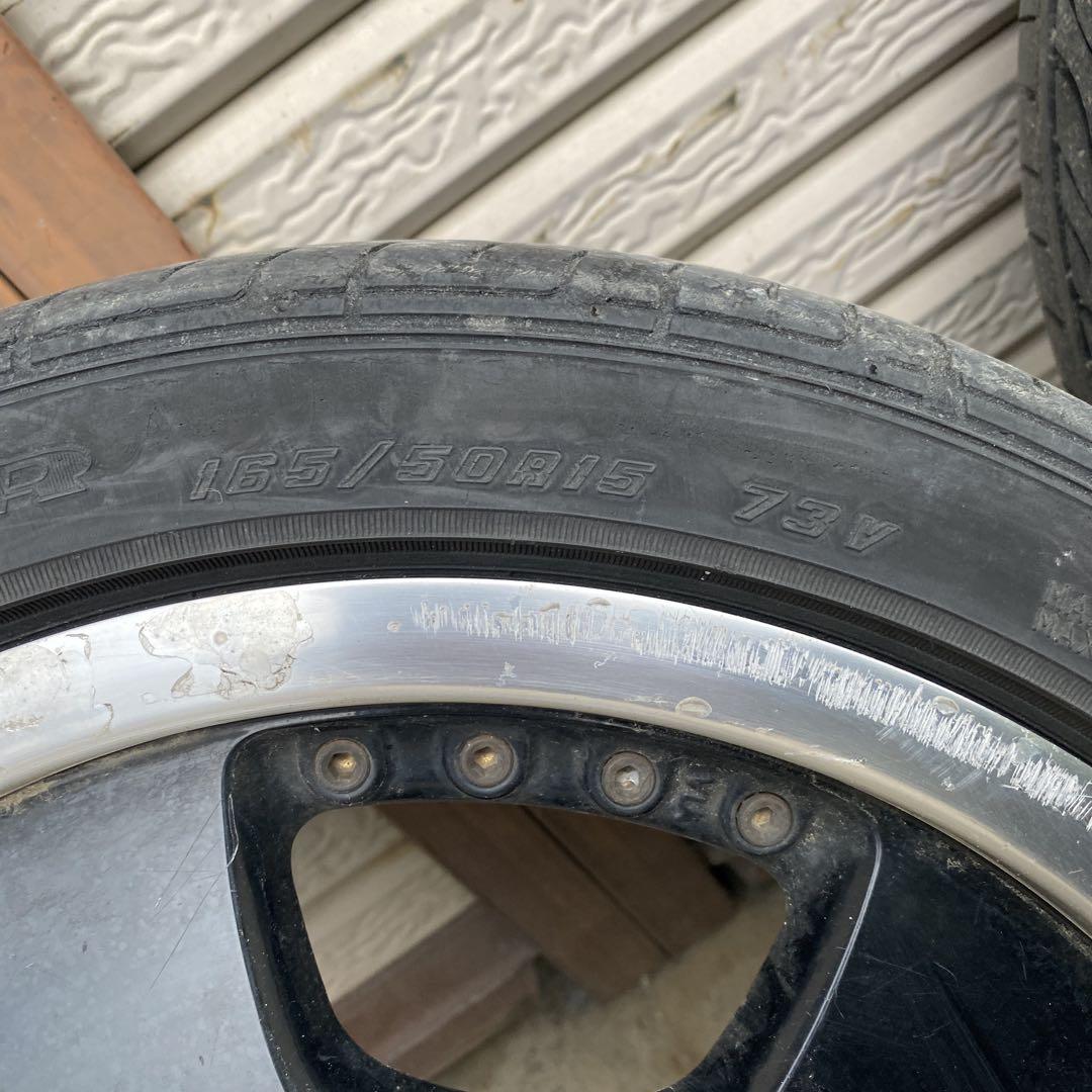 15インチ ブラック 5スポークホイールセット 165/50r15