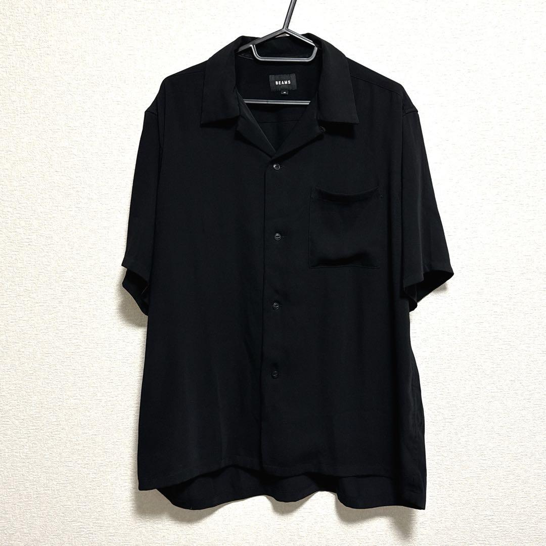 BEAMS ビームス 半袖オープンカラーシャツ ブラック M