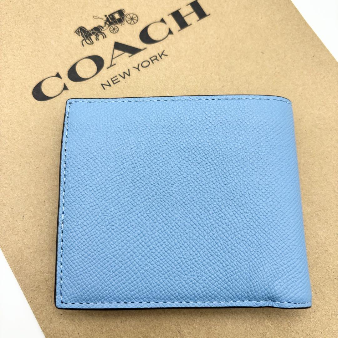 レビュー高評価の商品 COACH☆新品】コイン ウォレット！ブルー！クロスグレイン レザー！ 小物